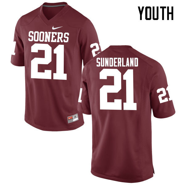 Youth Oklahoma Sooners #21 Will Sunderland College Football Jerseys Game-Crimson - Click Image to Close